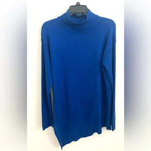 Vince Camuto sweater Women's asymmetrical hem Turtleneck neck Pullover Blue L